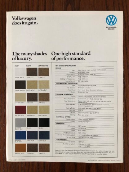 1978 Volkswagen Dasher (Passat) Brochure - Image 15