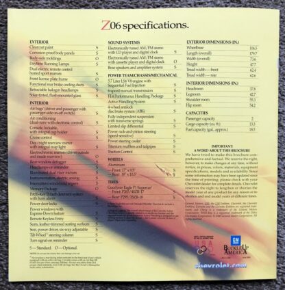 2000 Chevrolet Corvette Z06 Brochure - Image 7