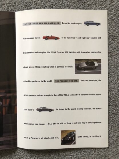 1994 Porsche Range Brochure, 968, 911 928 - Image 5