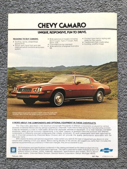 1978 Chevrolet Camaro Brochure - Image 7