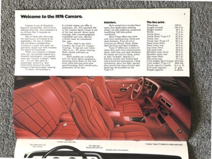 1976 Chevrolet Camaro Brochure - Image 5