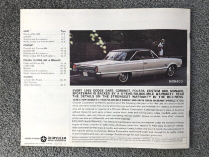 1965 Dodge Range Coronet, Dart, Polara, Custom, Monaco Brochure - Image 17
