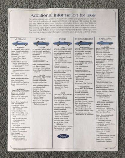 1968 Ford Range Brochure Mustang, Falcon, Thunderbird, Galaxie, Fairlane - Image 8