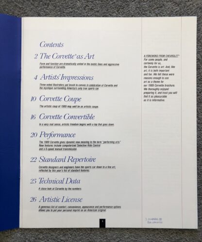 1989 Chevrolet Corvette Brochure - Image 3