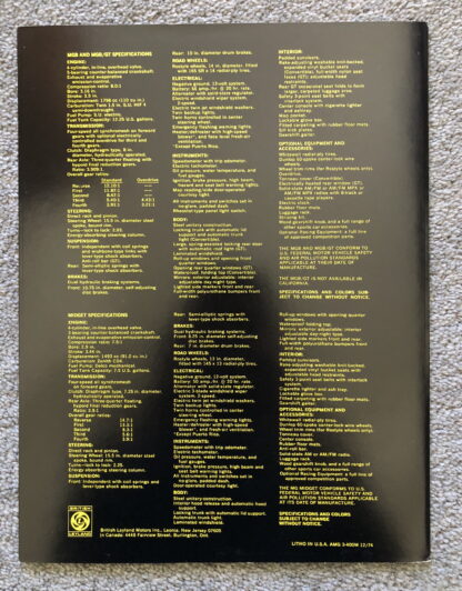 1974 MG MGB, MGB GT, Midget Brochure - Image 6
