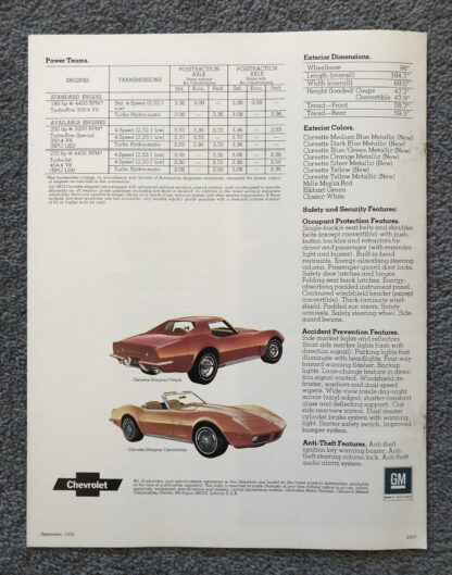 1973 Chevrolet Corvette Brochure - Image 5