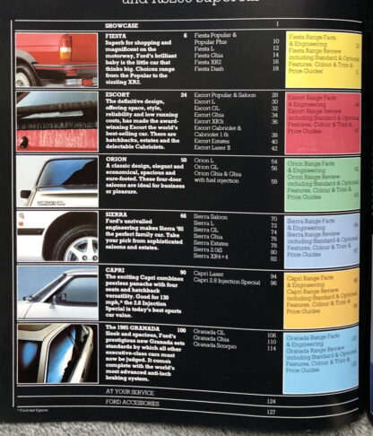 1985 Ford Range Brochure  Escort, Fiesta, Orion, Sierra, Capri, Granada - Image 2
