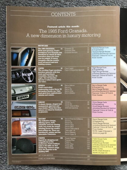 1985 Ford Range Brochure  Escort, Fiesta, Orion, Sierra, Capri, Granada - Image 2
