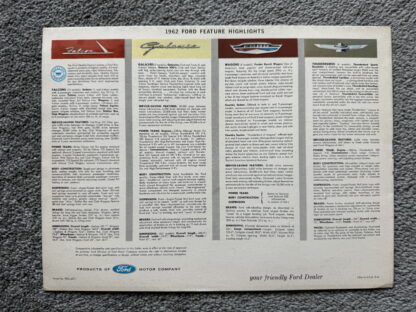 1962 Ford Range Brochure Falcon, Thunderbird, Galaxie, Wagons - Image 2