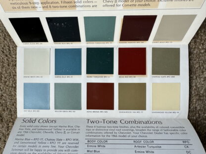 1966 Chevrolet Range Paint Colours Brochure Impala, Caprice, Corvette, Nova - Image 6