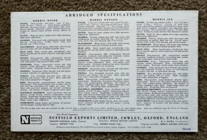 1949 Morris Minor, Oxford, Six Brochure - Image 10