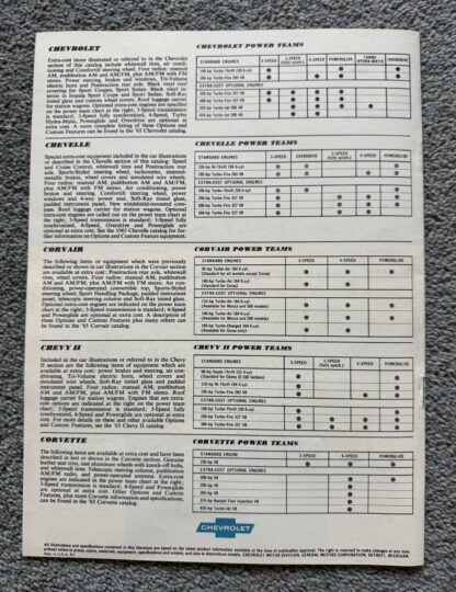1965 Chevrolet Range Brochure Corvette Impala Corvair Bel Air Biscayne - Image 11