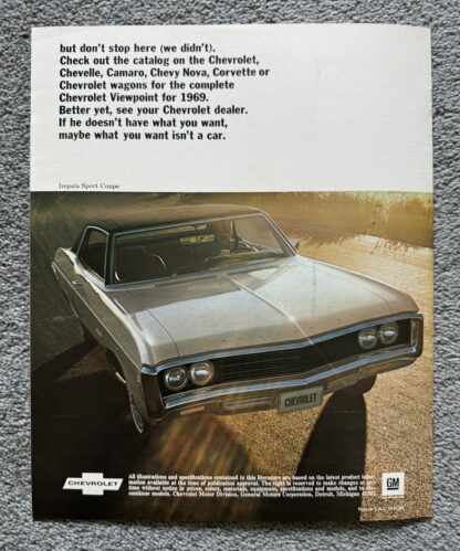1969 Chevrolet Viewpoint Brochure Impala Corvette Camaro Chevelle Corvair - Image 9