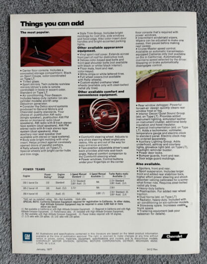 1977 Chevrolet Camaro Brochure - Image 6