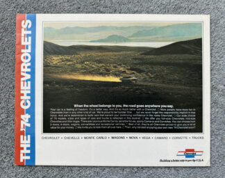 1974 Chevrolet Range Brochure Corvette Chevelle Camaro Impala Vega Nova