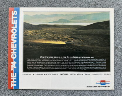 1974 Chevrolet Range Brochure Corvette Chevelle Camaro Impala Vega Nova