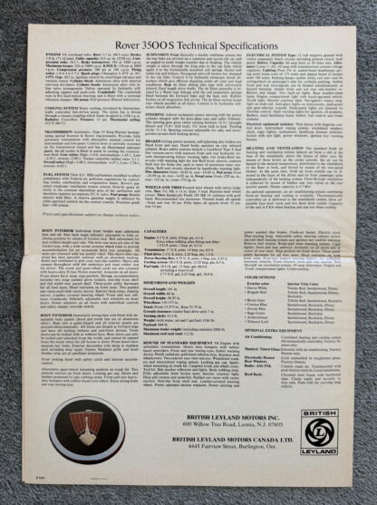 1969 Rover 3500S Brochure - Image 8