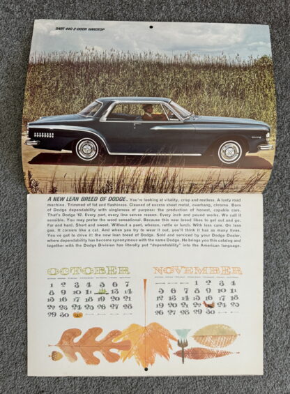 1962 Dodge Dart, Lancer Calendar Brochure - Image 2
