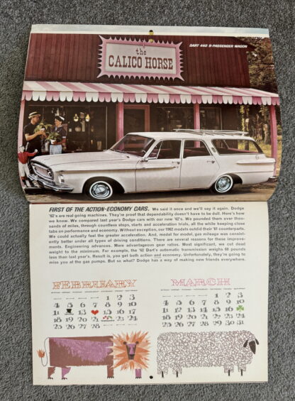 1962 Dodge Dart, Lancer Calendar Brochure - Image 4