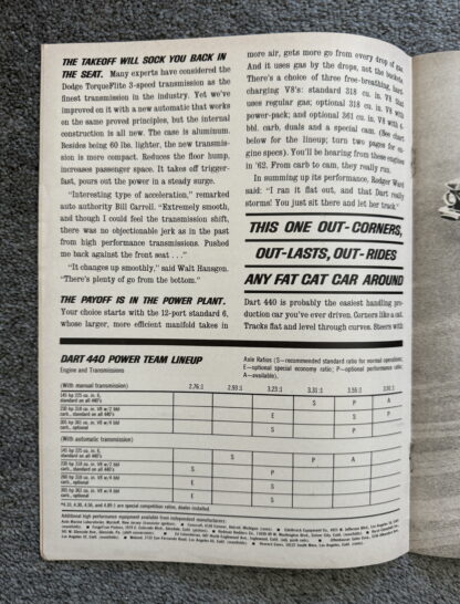 1962 Dodge Dart 440 Brochure - Image 6