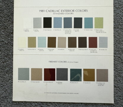 1981 Cadillac Range Exterior Colours Brochure - Image 3