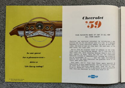 1959 Chevrolet Range Impala Bel Air Biscayne Kingswood Brochure - Image 2