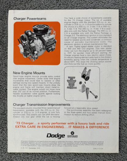 1973 Dodge Charger Brochure - Image 2