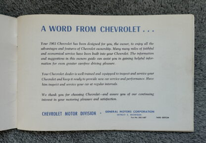 1963 Chevrolet Owners Guide Handbook - Image 2