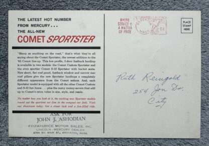 1963 Mercury Comet Sportster, S-22 Postcard Brochure - Image 2