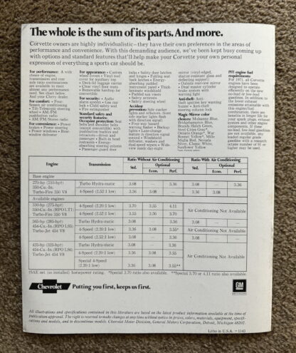 1971 Chevrolet Corvette Brochure - Image 11