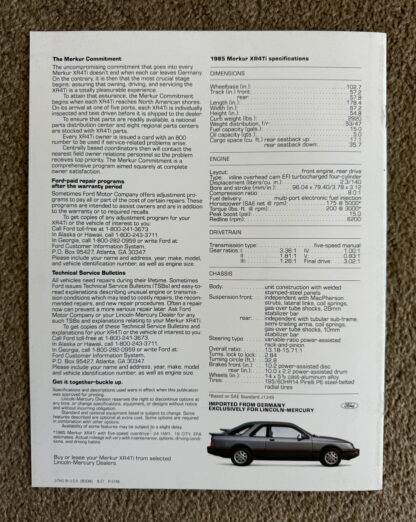 1985 Ford Merkur XR4Ti (Sierra XR4i) Brochure - Image 5