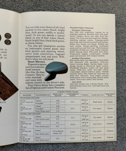 1970 Chevrolet Camaro Brochure SS Z28 - Image 8