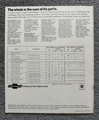1970 Chevrolet Corvette Brochure - Image 15