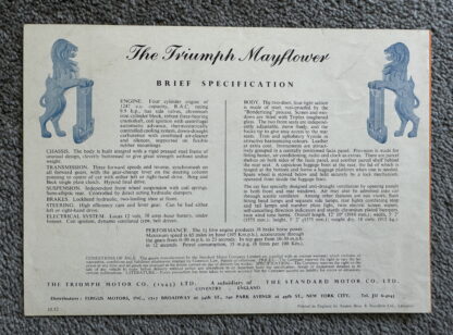 1952 Triumph Mayflower Brochure - Image 5