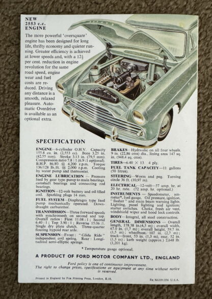 1956 Ford Zephyr MK II Brochure - Image 7