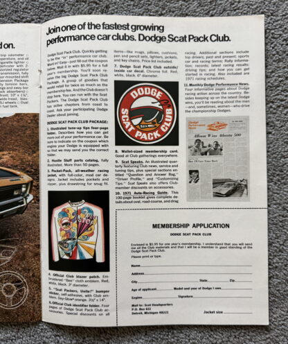 1971 Dodge SCAT Pack Brochure Challenger, Charger R/T, Demon, Super Bee - Image 7