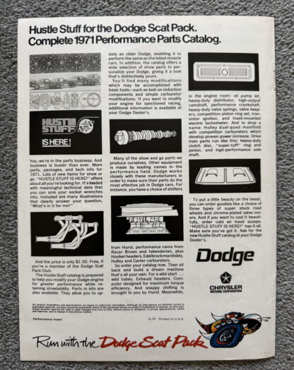 1971 Dodge SCAT Pack Brochure Challenger, Charger R/T, Demon, Super Bee - Image 8
