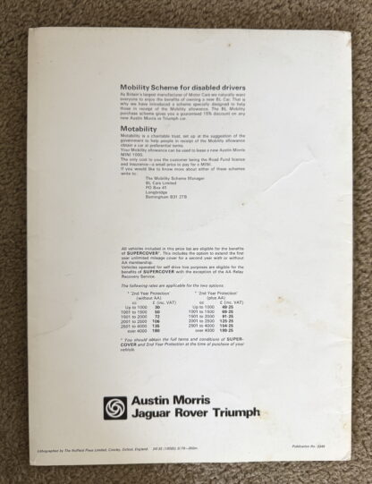 1978 British Leyland Austin Jaguar MG Rover Triumph Price List - Image 6