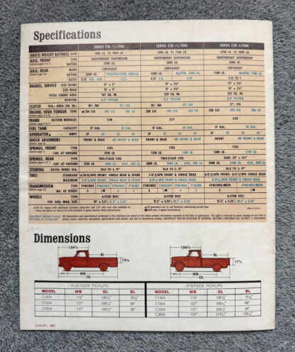 1964 Chevrolet Pickup Brochure C10, C20, C30 Fleetside, Stepside, Rampside - Image 7