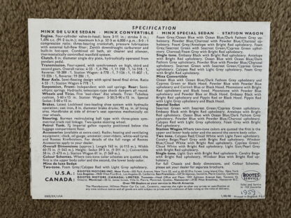 1958 Hillman Minx Brochure - Image 10