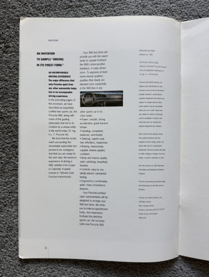 1992 Porsche 968 Brochure - Image 16