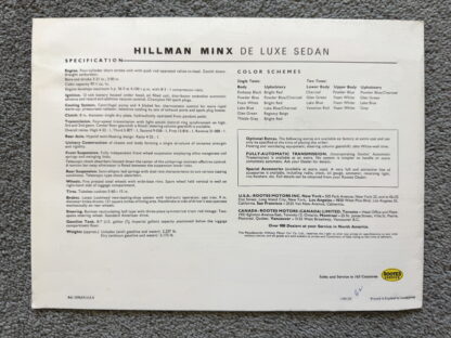 1961 Hillman Minx Brochure - Image 9