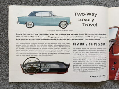 1962 Hillman Super Minx Convertible Brochure - Image 2