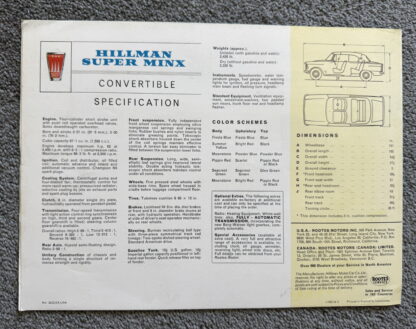 1962 Hillman Super Minx Convertible Brochure - Image 4
