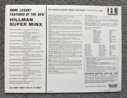 1964 Hillman Super Minx Saloon Brochure - Image 2