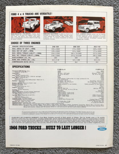 1966 Ford Pickup/Truck F100, F250 4WD Brochure - Image 5