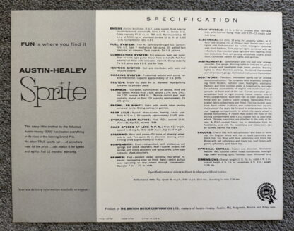 1959 Austin Healey Sprite Mk 1 Brochure - Image 2