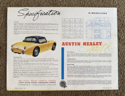 1958 Austin Healey "Frogeye" Sprite Brochure - Image 10
