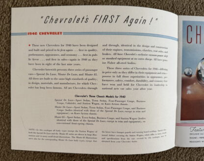 1940 Chevrolet Special, Master De Luxe, Master 85 Range Brochure - Image 2