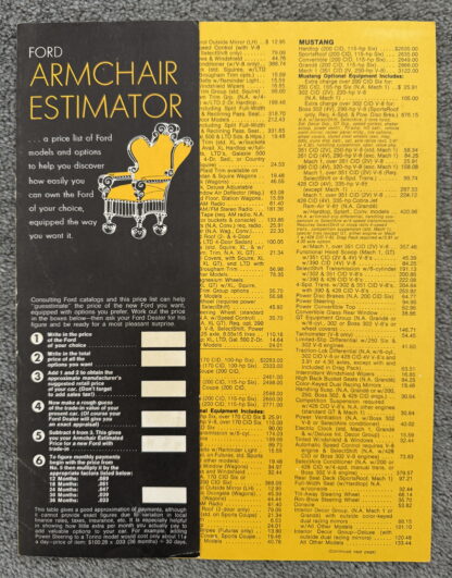 1969 Ford Range Price Estimator Brochure Mustang, Cortina, Falcon, Fairlane - Image 2